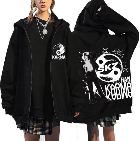 KARMA Album STAR Zip Up Hoodie Jacket Felix Hyunjin Bangchan Lee Know Seungmin IN Han Zippered Sweatshirt Jacket in Saudi Arabia