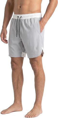 Spyder Men's 7.5" Colorblocked Scallop Swim Volley Shorts - Boxer Brief Lined, Quick Dry Elastic Waistband Stretch Board Swim Short - Alloy - Large in Saudi Arabia