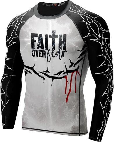 Compression Shirt Men 4-Way Stretch Long Sleeve MMA Jiu Jitsu Rash Guard with UPF 50+ Long Sleeve in Saudi Arabia