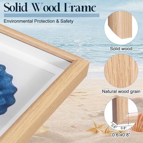 Memorywuu 4 Pack Framed Coastal Wall Art Set, Seashell Starfish Coral Conch Prints with Wooden Frame Beach Nautical Wall Decor for Home Bathroom Living Room Bedroom, 10.5 x 8.5 Inch in Kuwait