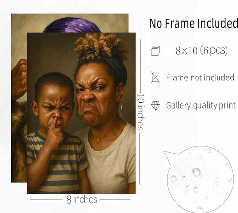 6Pcs Funny Stank Face Bathroom Canvas Wall Art Humor African American Unpleasant Smell Cover Nose Picture Wall Decor Poster Print Artwork for Washroom Toilet Home Decoration Unframed in Saudi Arabia