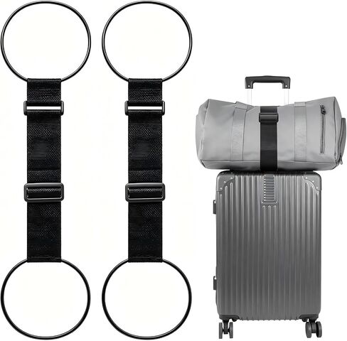 Black Luggage Straps for Suitcases, 2-Piece | High elasticity luggage strap, suitable for luggage, can securely fasten carry on luggage to the luggage handle. in Kuwait