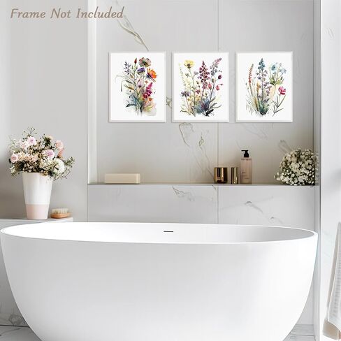 Dazzlewall 4 pcs Watercolour Wall Art Print, Colourful Floral Botanical Artwork Print, Minimalist Wall Decor for Bedroom Living Room Bathroom, 8x10 in Unframed in Saudi Arabia