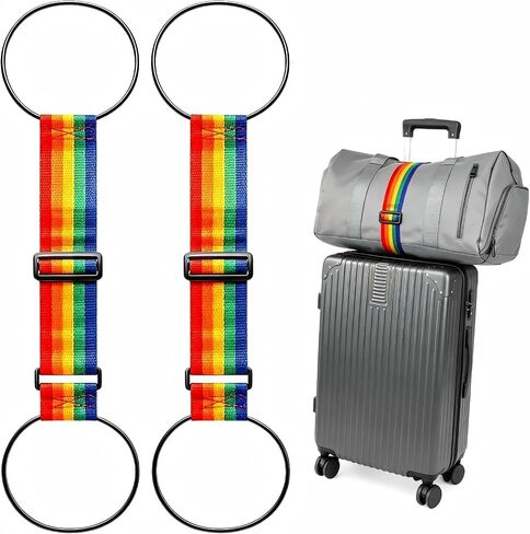 Black Luggage Straps for Suitcases, 2-Piece | High elasticity luggage strap, suitable for luggage, can securely fasten carry on luggage to the luggage handle. in Kuwait