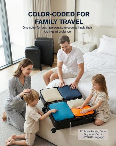 Tolaccea Travel Packing Cubes Set for 24" Suitcase Compression Organizer | Ripstop Nylon | Color-Coded Organization | Compression Storage System | Easy Sorting for Family & Shared Luggage | 7 PCS Set in Saudi Arabia