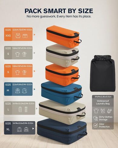 Tolaccea Travel Packing Cubes Set for 24" Suitcase Compression Organizer | Ripstop Nylon | Color-Coded Organization | Compression Storage System | Easy Sorting for Family & Shared Luggage | 7 PCS Set in Saudi Arabia