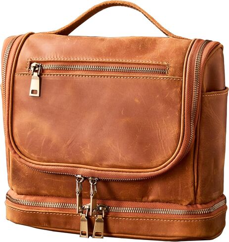EURYNOME Travel Toiletry Bag For Men, Genuine Leather Shaving Dopp Kit Bottom Storage Holds More (11x8.6x4.7)-Mens Toiletry Bag -Leather Makeup Cosmetic Organizer Kit - Men Travel Toiletries Bag in Saudi Arabia