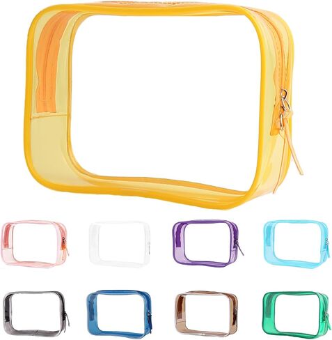 Buminee Clear Pouch Small, 6.6"x2.3"x4.7" Size TSA Approved Toiletry Bag, Travel Bags for Toiletries, Cosmetic Bag for Women and Men - 1 Pack Pink in Saudi Arabia