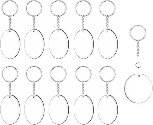 10Pcs Acrylic Keychain Blanks for Vinyl Clear Blank Circle Acrylic with Key Ring Transparent Keychain Pieces For DIY, Crafting & Vinyl Projects in Saudi Arabia