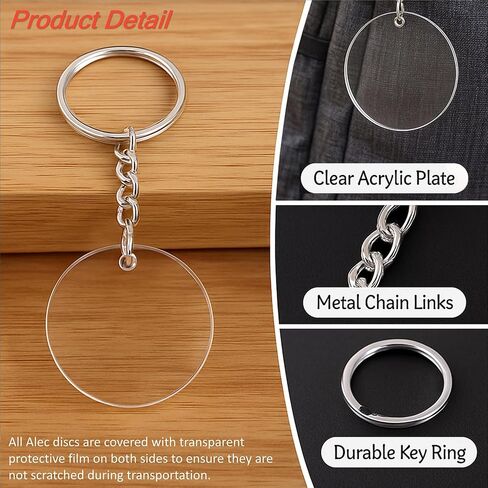 10Pcs Acrylic Keychain Blanks for Vinyl Clear Blank Circle Acrylic with Key Ring Transparent Keychain Pieces For DIY, Crafting & Vinyl Projects in Saudi Arabia