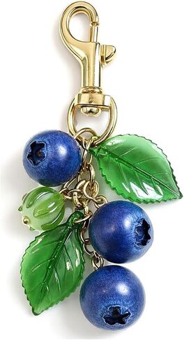 Blueberry Keychain Blueberry Purse Charm Gold Tone Fruit Bag Charm Leaf Handbag Accessory Gift for Women Car Keys in Saudi Arabia