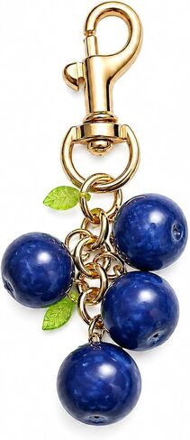 Blueberry Keychain Blueberry Purse Charm Gold Tone Fruit Bag Charm Leaf Handbag Accessory Gift for Women Car Keys in Kuwait