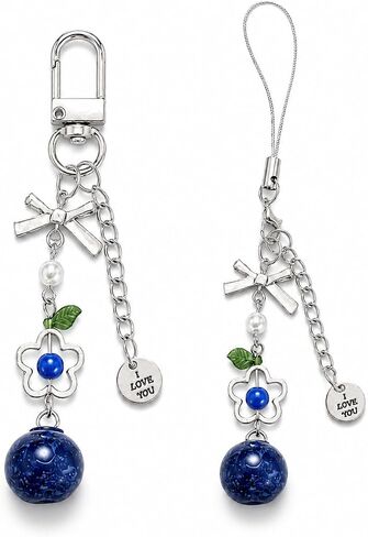 Blueberry Keychain Blueberry Purse Charm Gold Tone Fruit Bag Charm Leaf Handbag Accessory Gift for Women Car Keys in Kuwait