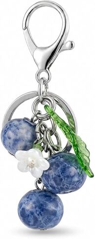 Blueberry Keychain Blueberry Purse Charm Gold Tone Fruit Bag Charm Leaf Handbag Accessory Gift for Women Car Keys in Kuwait