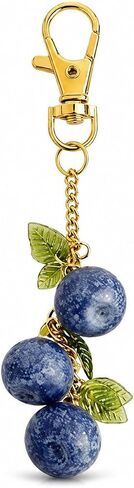 Blueberry Keychain Blueberry Purse Charm Gold Tone Fruit Bag Charm Leaf Handbag Accessory Gift for Women Car Keys in Kuwait