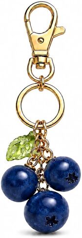 Blueberry Keychain Blueberry Purse Charm Gold Tone Fruit Bag Charm Leaf Handbag Accessory Gift for Women Car Keys in Kuwait