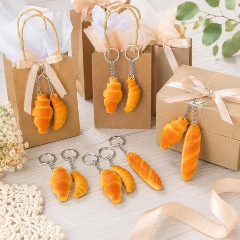 LUOZZY 24 Pcs Conch Bread Keychain Artificial Croissant Baguette Food Dessert Model Keychain for Handbag Purse Car Keys Charms in Kuwait