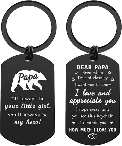EE&YU Fathers Day Papa Gifts from Daughter - Papa Bear Birthday Retirement Keychain, Love and Appreciate Keepsake from Girl in Kuwait