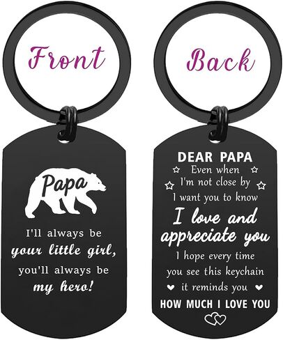 EE&YU Fathers Day Papa Gifts from Daughter - Papa Bear Birthday Retirement Keychain, Love and Appreciate Keepsake from Girl in Kuwait