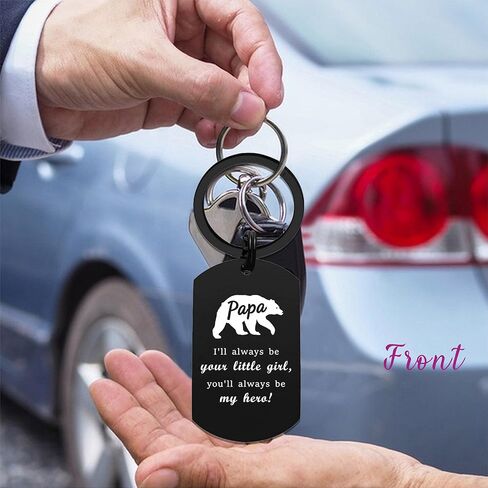 EE&YU Fathers Day Papa Gifts from Daughter - Papa Bear Birthday Retirement Keychain, Love and Appreciate Keepsake from Girl in Kuwait