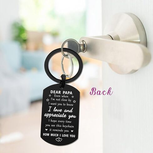 EE&YU Fathers Day Papa Gifts from Daughter - Papa Bear Birthday Retirement Keychain, Love and Appreciate Keepsake from Girl in Kuwait