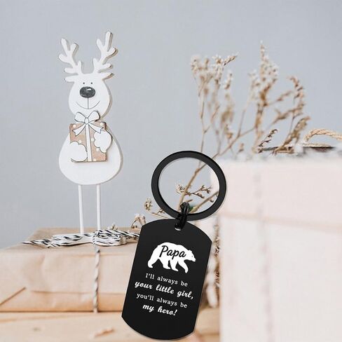 EE&YU Fathers Day Papa Gifts from Daughter - Papa Bear Birthday Retirement Keychain, Love and Appreciate Keepsake from Girl in Kuwait