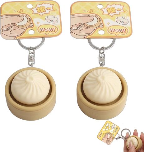 2 PCS Dumpling Keychain, Keyboard Fidget, Mini Dumpling Squishy Clicker Fidget for Stress Relief, Emotional Support Dumplings for Office Workers, Portable Keyboard Fidgets Keychain in Saudi Arabia