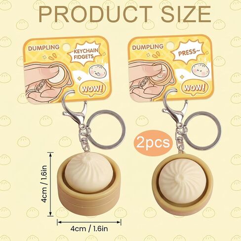 2 PCS Dumpling Keychain, Keyboard Fidget, Mini Dumpling Squishy Clicker Fidget for Stress Relief, Emotional Support Dumplings for Office Workers, Portable Keyboard Fidgets Keychain in Saudi Arabia