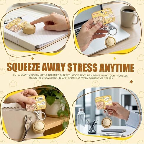 2 PCS Dumpling Keychain, Keyboard Fidget, Mini Dumpling Squishy Clicker Fidget for Stress Relief, Emotional Support Dumplings for Office Workers, Portable Keyboard Fidgets Keychain in Saudi Arabia