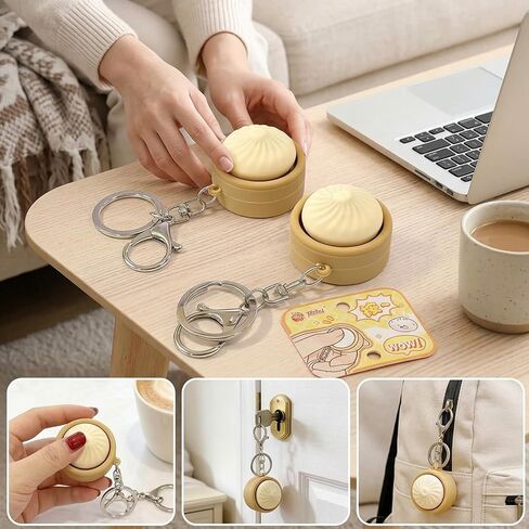 2 PCS Dumpling Keychain, Keyboard Fidget, Mini Dumpling Squishy Clicker Fidget for Stress Relief, Emotional Support Dumplings for Office Workers, Portable Keyboard Fidgets Keychain in Saudi Arabia