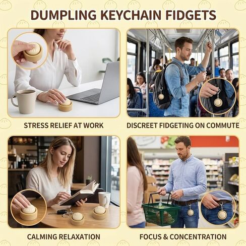 2 PCS Dumpling Keychain, Keyboard Fidget, Mini Dumpling Squishy Clicker Fidget for Stress Relief, Emotional Support Dumplings for Office Workers, Portable Keyboard Fidgets Keychain in Saudi Arabia