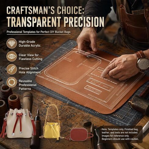 RIVEENY Shoulder Bag Acrylic Template Leather Pattern Acrylic Leather Pattern Leather Templates for Bucket Shoulder Bags in Kuwait