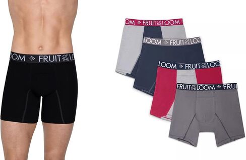 سراويل بوكسر رجالي من Fruit of the Loom مكونة من 5 قطع، مزيج قطني مسامي للأداء ومبرد مقاس XL in Kuwait