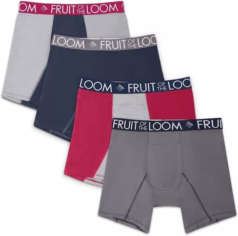 سراويل بوكسر رجالي من Fruit of the Loom مكونة من 5 قطع، مزيج قطني مسامي للأداء ومبرد مقاس XL in Kuwait