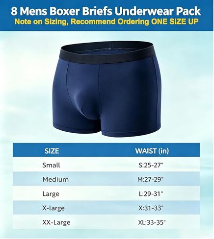 Mens Boxer Briefs 8-Pack Soft Breathable Moisture-Wicking Performance Underwear,Stretchy No-Ride-Up Cooling Trunks in Kuwait