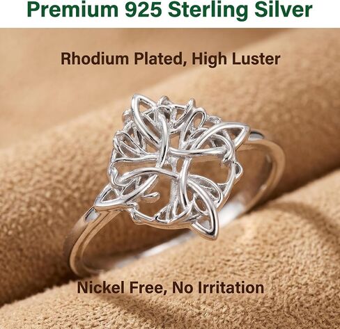 Witches Knot Ring Tree Of Life Nudo De Bruja Jewelry Original Tetragrammaton Amuleto de Proteccion 925 Sterling Silver Wicca Moon Irish Celtic Ring Jewelry Gift for Women in Saudi Arabia