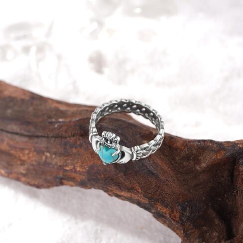 Genuine Turquoise Rings for Women 925 Sterling Silver Claddagh Ring Vintage Real Western Jewelry for Women in Saudi Arabia