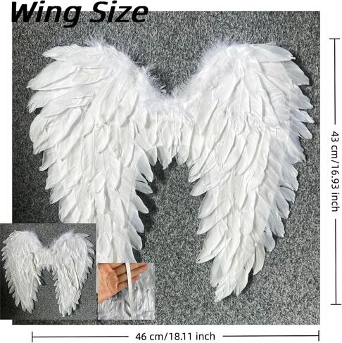 3Pcs White Angel/Swan Costume Set for Women，Lifelike Feather Fairy Angel Wings & 2 Pcs Feather Hair Clips - Adjustable Straps for Adults Halloween Christmas Cosplay Party Prom in Saudi Arabia