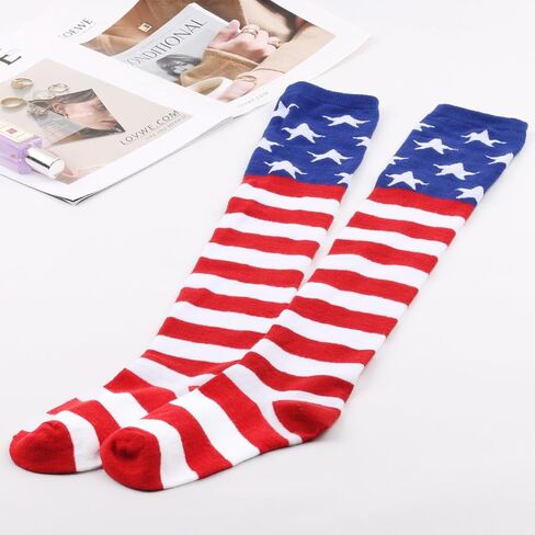 CBLUO 4th Of July Patriotic Striped Stockings Gloves Red Blue White American Flag Star Socks Women Independence Day Tights Pantyhose Hosiery Leggings Festival Cosplay Dress Up Birthday Party Supplies in Saudi Arabia