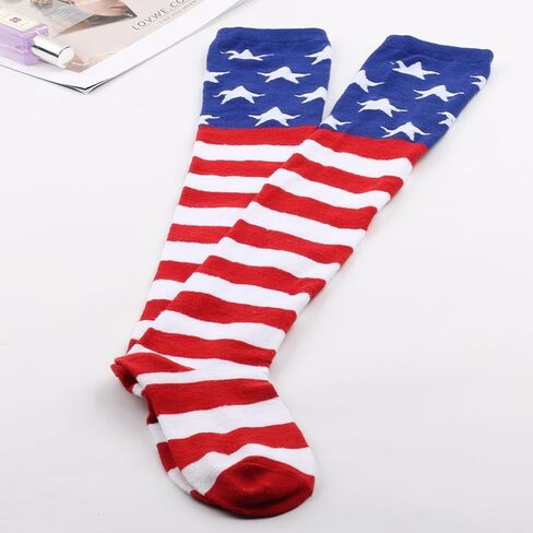 CBLUO 4th Of July Patriotic Striped Stockings Gloves Red Blue White American Flag Star Socks Women Independence Day Tights Pantyhose Hosiery Leggings Festival Cosplay Dress Up Birthday Party Supplies in Saudi Arabia