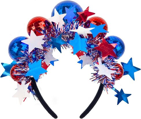 4th of July Headband, Red White and Blue Disco Ball Headband, USA Sparkling Headwear for Independence Day, USA Theme Parties Festive 250 Years Accessories for Women in Saudi Arabia
