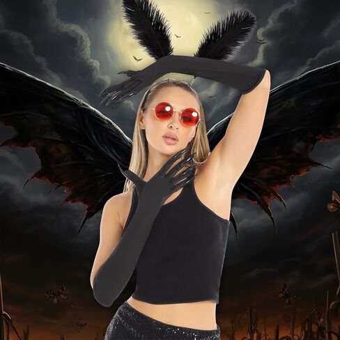 Halloween Mothman Costume Accessories Paw Gloves Glasses Feather Headband Unisex Women Men for Adults Halloween Party Cosplay No Tops (Classics) in Saudi Arabia