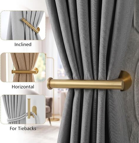 6 Pcs Adhesive Curtain Holdbacks, Gold Metal Curtain Tie Backs No Drill Curtains Pull Backs for Walls, Windows, Doors in Saudi Arabia