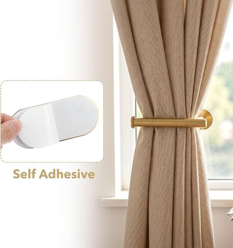 6 Pcs Adhesive Curtain Holdbacks, Gold Metal Curtain Tie Backs No Drill Curtains Pull Backs for Walls, Windows, Doors in Saudi Arabia