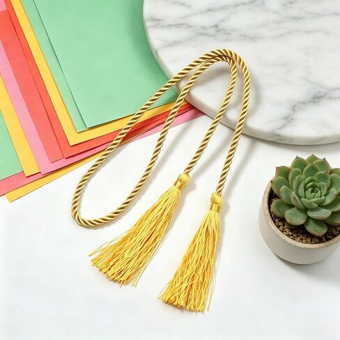 12PCS Small Rope Gold Curtain Tiebacks, Decorative Curtain Thin Holdbacks Rope, Curtain Ties with Tassel for Hoem, Bedroom, Living Room in Saudi Arabia