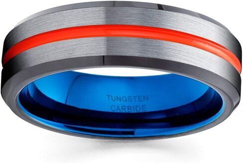 6mm Orange Tungsten Wedding Ring Blue Tungsten Ring Black Wedding Band Tungsten Carbide Ring Anniversary in Saudi Arabia