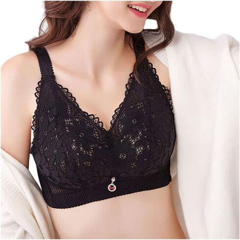 Womens Full Coverage Beauty Back Smooth Minimizer Bra Ultra Thin Wireless Lace Bra in Saudi Arabia