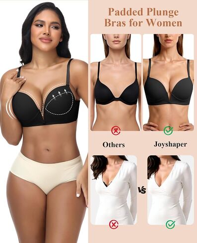 JOYSHAPER حمالات صدر للنساء ذات قطع منخفضة وأشرطة شفافة حمالة صدر قابلة للتحويل مبطنة رافعة للصدر حمالة صدر بدون ظهر in Kuwait