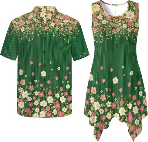 TOADDITDO Womens Sleeveless Tank Dress Mens Short Sleeve Shirts Beach Sundress with Pockets Couples Matching Hawaiian Outfit in Saudi Arabia
