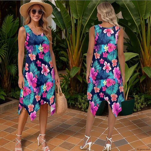 TOADDITDO Womens Sleeveless Tank Dress Mens Short Sleeve Shirts Beach Sundress with Pockets Couples Matching Hawaiian Outfit in Saudi Arabia